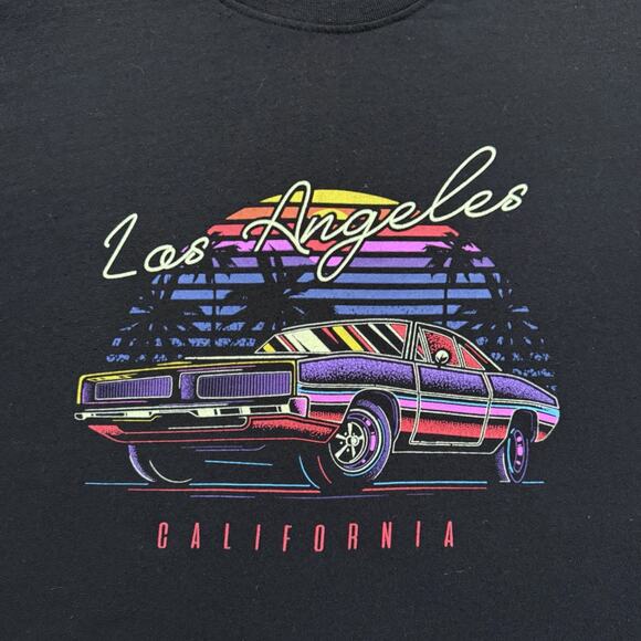Brisco Brands Retro Los Angeles Muscle Car Graphic Tee SS Black Size Large GUC - Picture 3 of 6